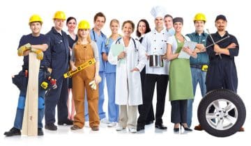 group of workers from various industries