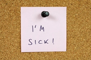 Post-it note that says I'm sick